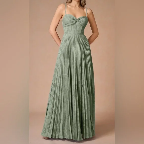 AZAZIE Akiko Pleated Maxi Formal Dress | Pistachio Green | NWT | Size 14 - Picture 10 of 10